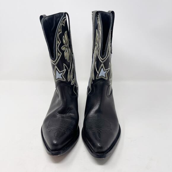 Golden Goose Womens 38 Black Wish Star Western Boot Yellow Sky Embroidery Italy - Picture 2 of 16
